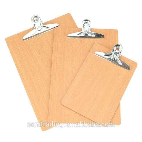 Wholesale customized A4 A5 metal clip board mdf wooden clipboard