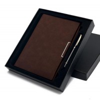 Good quality promotional gift with customized logo PU A5 100 sheets binder notebook  with pen and gift box