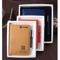 promotional gift customized logo PU A5 100 sheets notebook set with pen and gift box