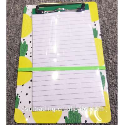 Osni hedgehog pineapple unicorn printing clipboard cardboard elastic band clipboard with notebook