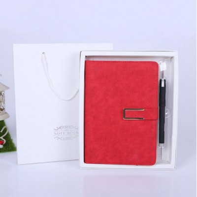 promotional gift fashion PU A5 100 sheets notebook set with pen and gift box