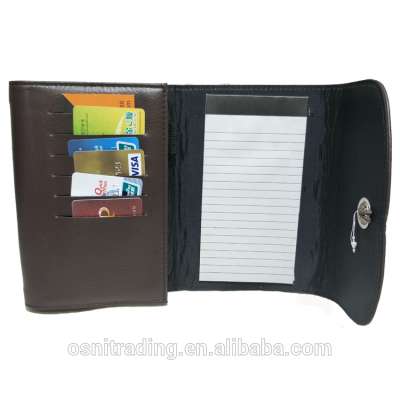 A5 mini PU leather file card holder colorful fabric expanding wallet folder with notepad